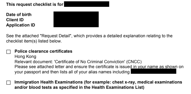 DHA 的 Request Checklist，要求加上 alias name